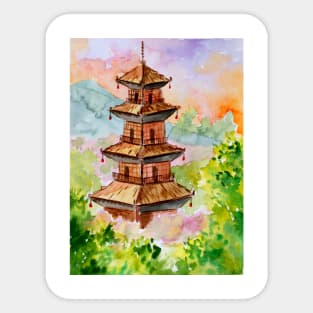 Japanese Pagoda in Autumn Forest Sticker